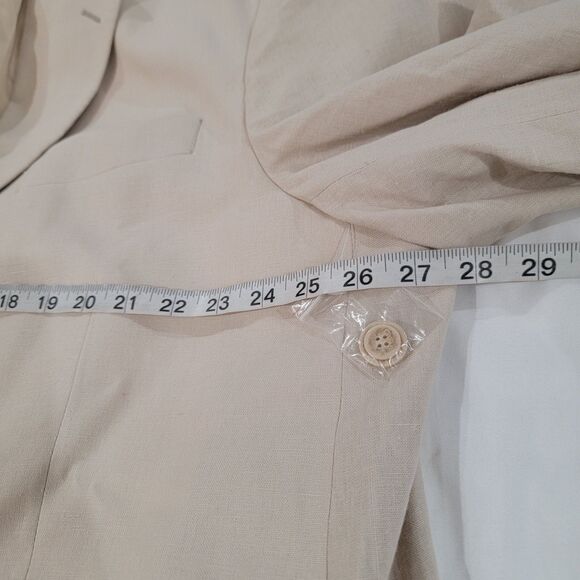 Kings Court Mens Size 52 Tall Linen Blend Blazer Cream - Picture 11 of 12